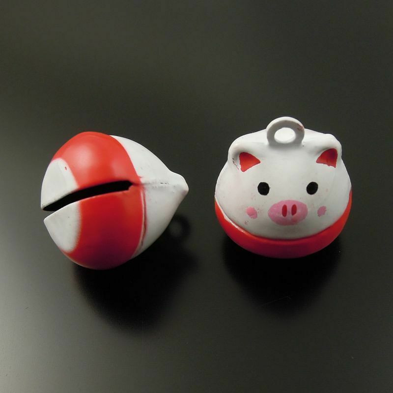 10 pcs Painted Brass Jingle Bell Cute Pig For Pendant Keychain Crafts 20*18*18mm