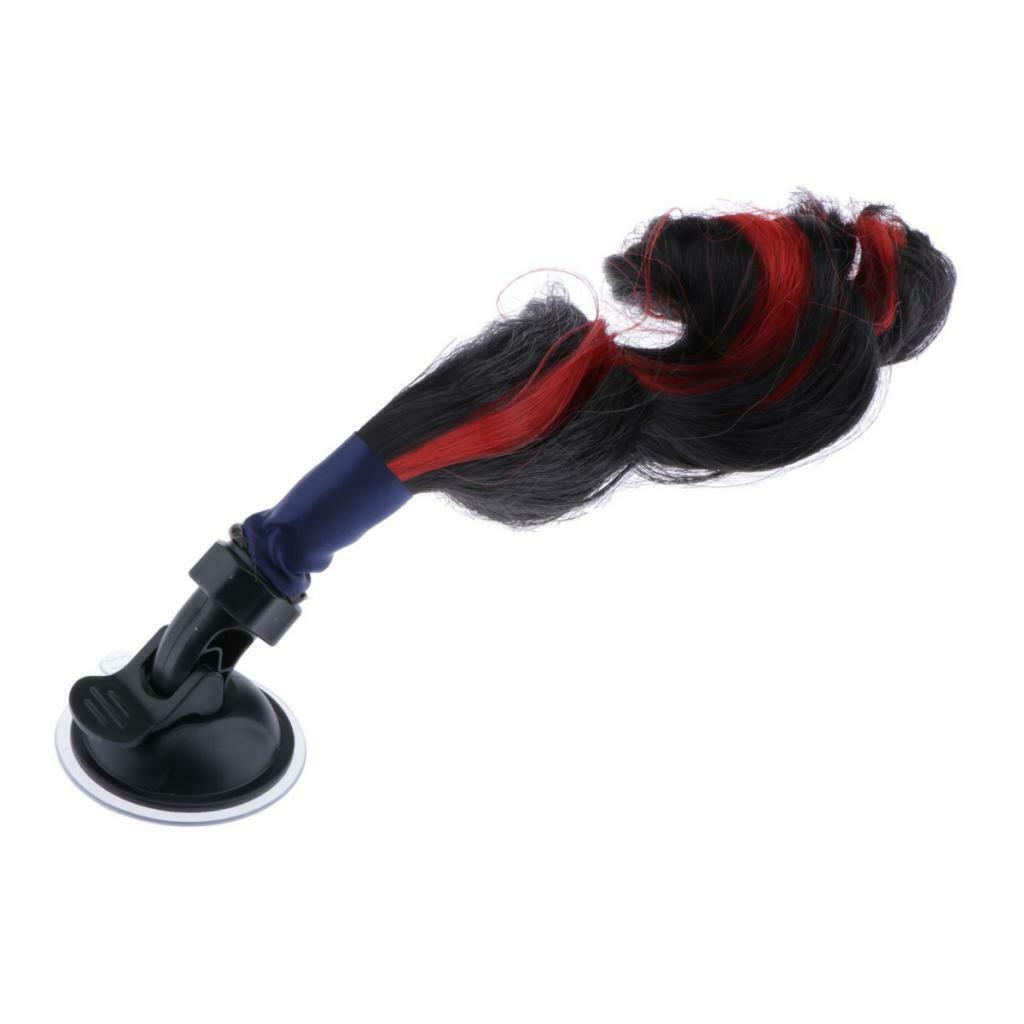 Helmet Braids Ponytail Motorcycle Helmet Curly Wig Black + Red