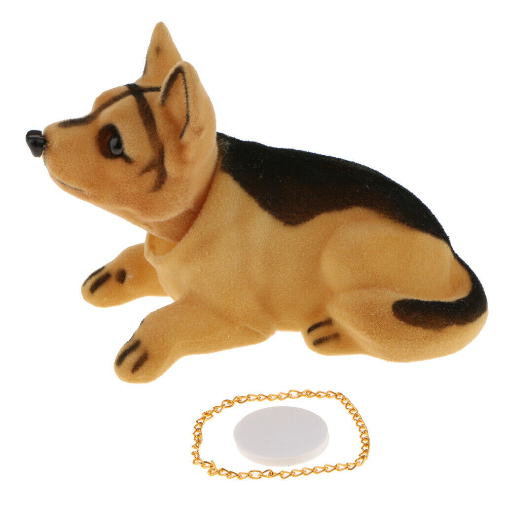 2x Nodding Dog with Golden Chain Ornaments Mini Bobble-Head Toys for Car