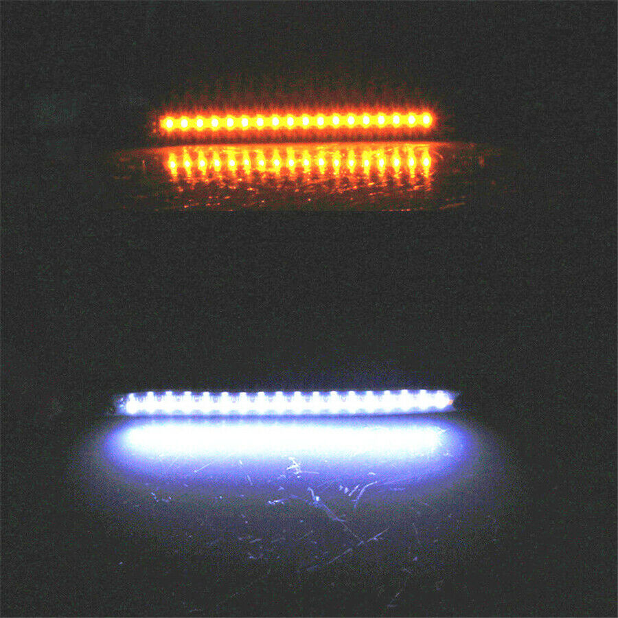 2Pcs Dual Colors Motorcycle Fork Flowing Sequential Turn Signals+DRL LED Strips