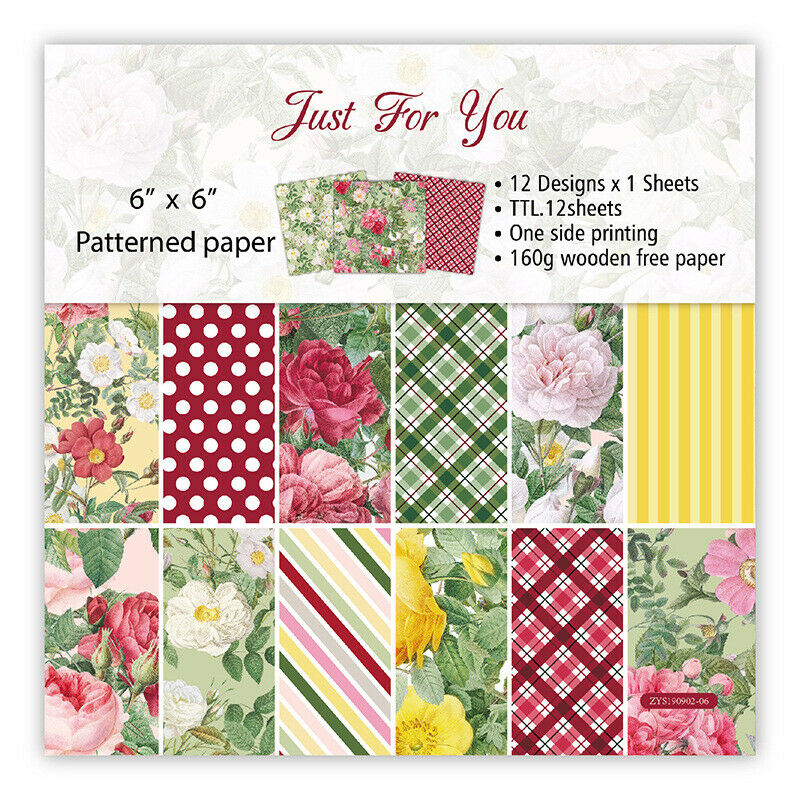 12pcs Flower Paper Pad Single-sided Floral Scrapbooking Album Card Decor Craft