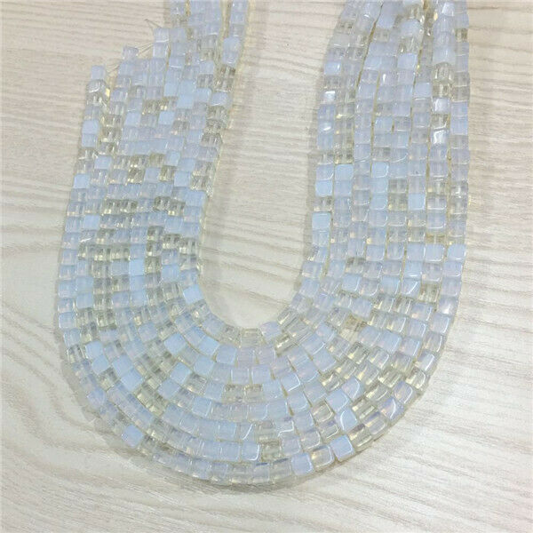 1 Strand/62Pcs 6x6mm White Opal Cube DIY Spacer Loose Beads 15.5inch HH710