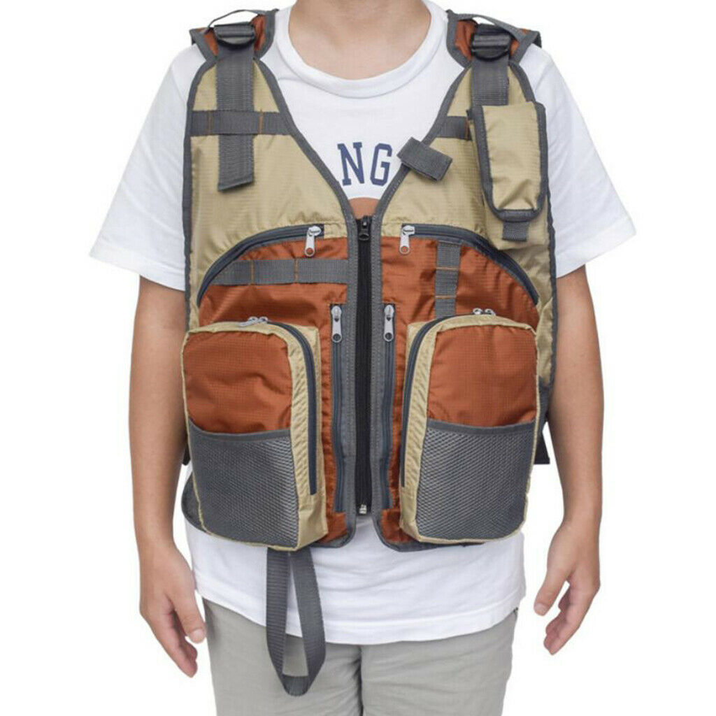 Breathable Multi-pockets Fishing Vest Adjustable for Men and Women, for Fly Bass
