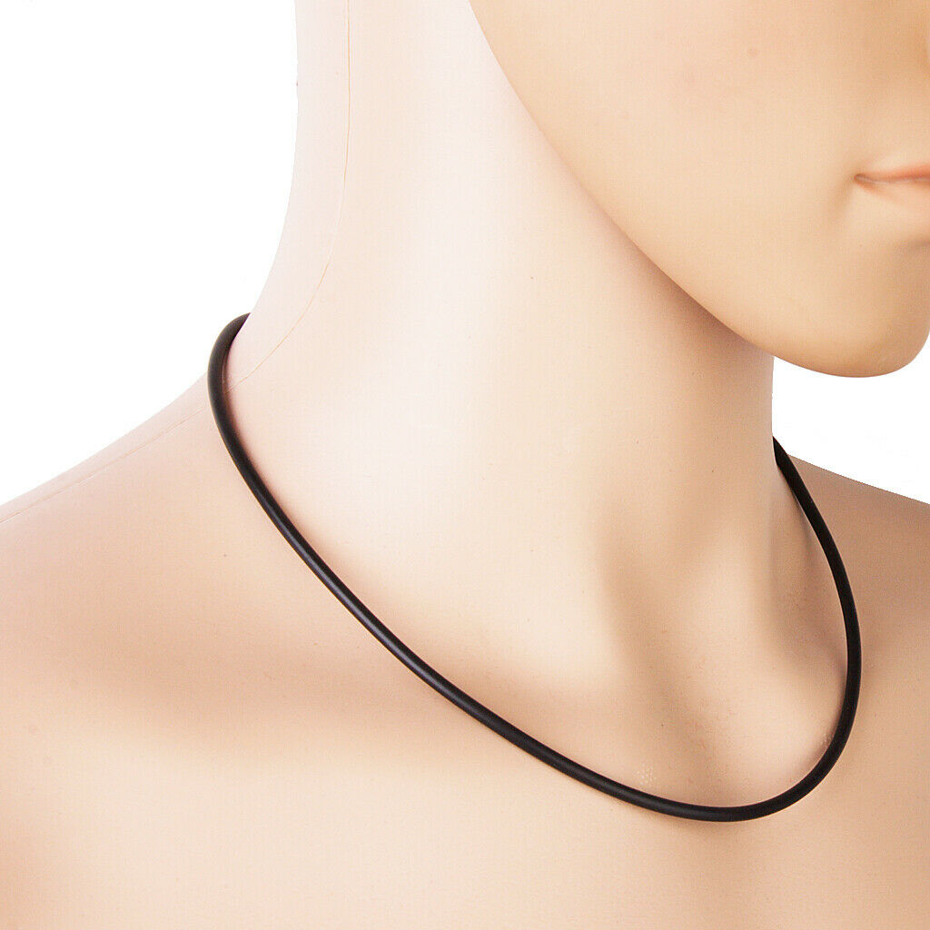 2pcs Necklace black cord rubber 3 mm 20 inch Jewelry Supply Bayonet Clasp