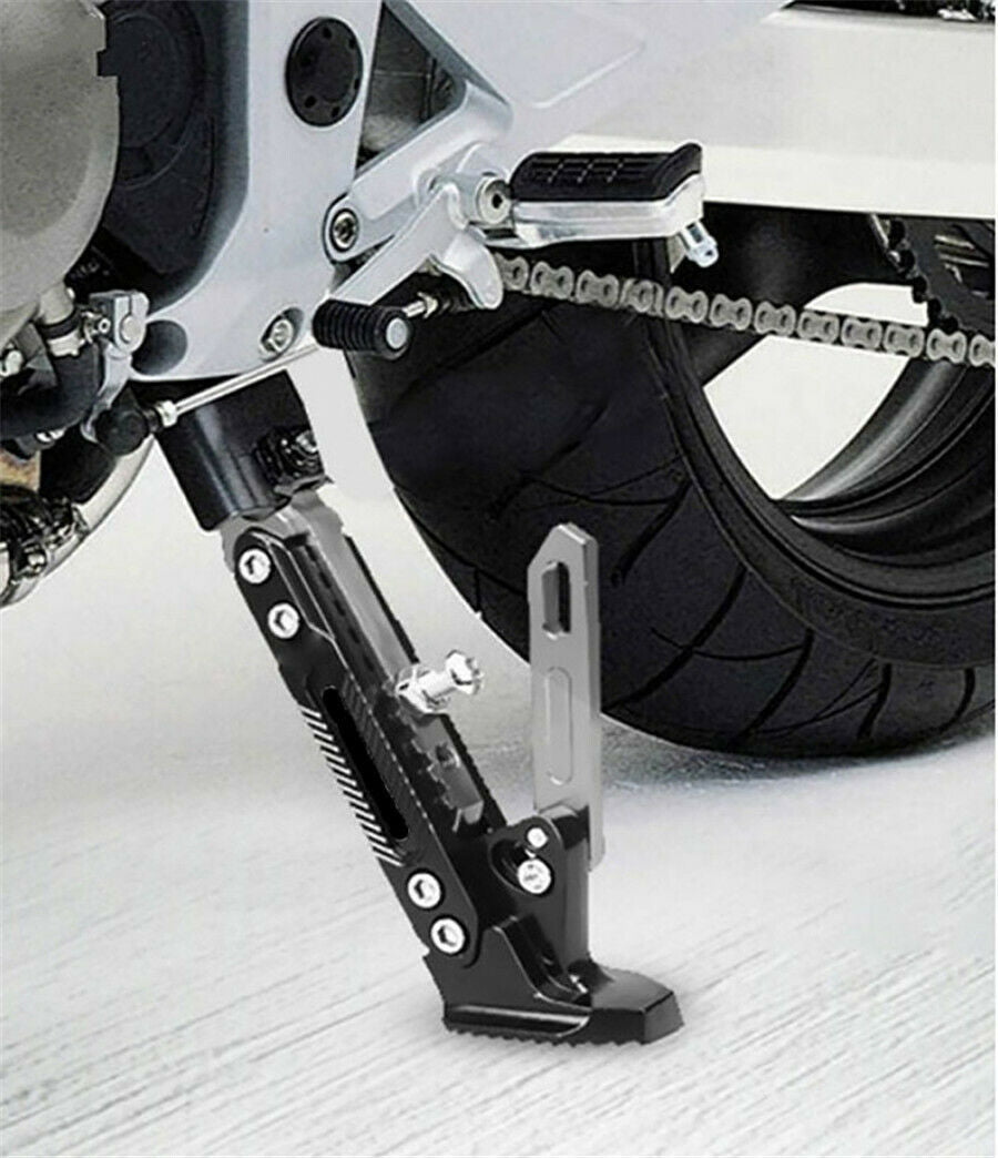 Black &Titanium Motorcycle Adjustable Side Tripod Holder Foot Kick Stand Support