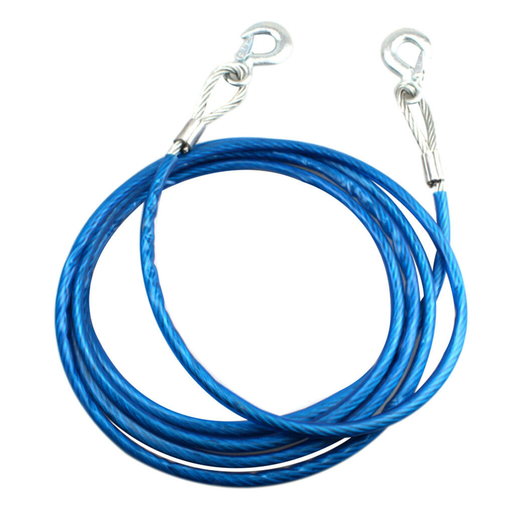 5Mx10mm 7 Tons Car Tow Strap Truck Steel Cable Towing Winch Snatch Rope Blue