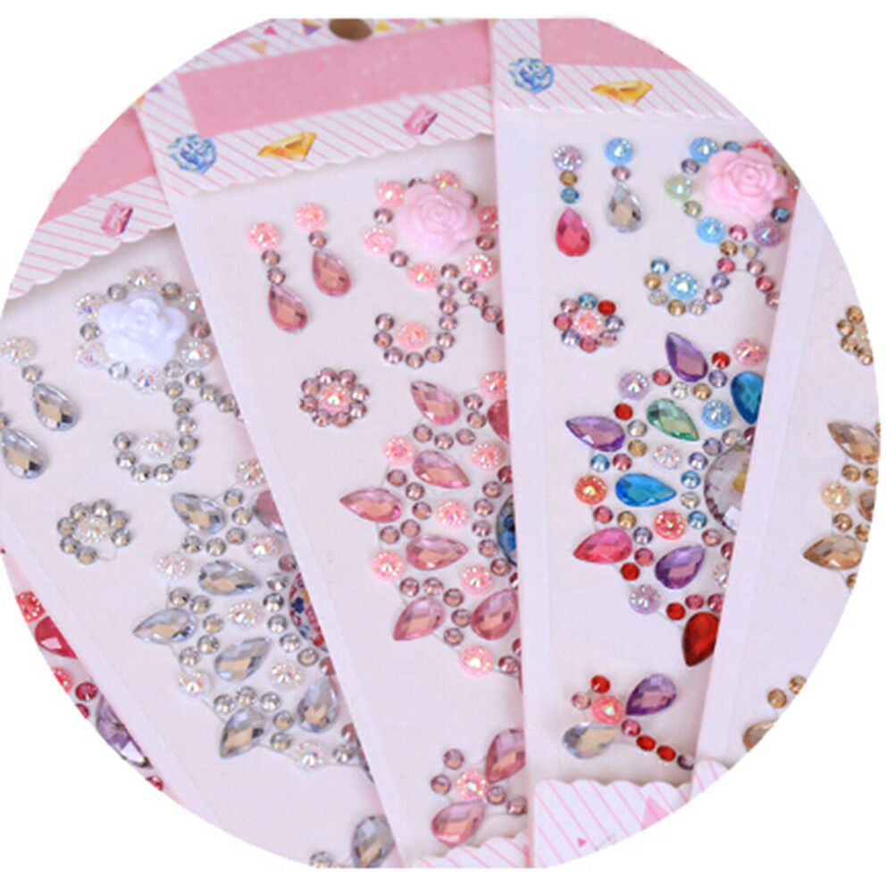 2x Random Self Adhesive Glitter Rhinestone Crystal Stickers Diamond Gem De.l8