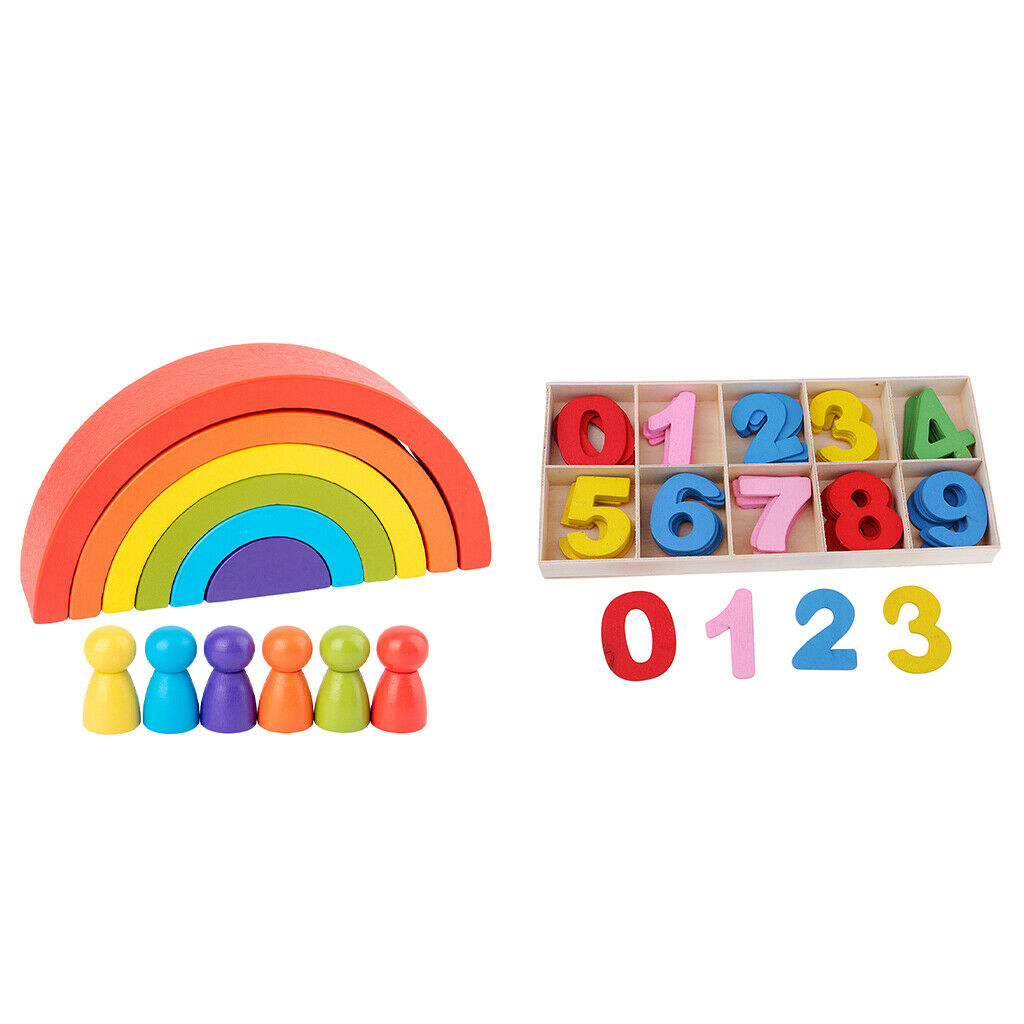 Rainbow Stacker Nesting Puzzle Tunnel Blocks Numbers Learning Toys for Kids