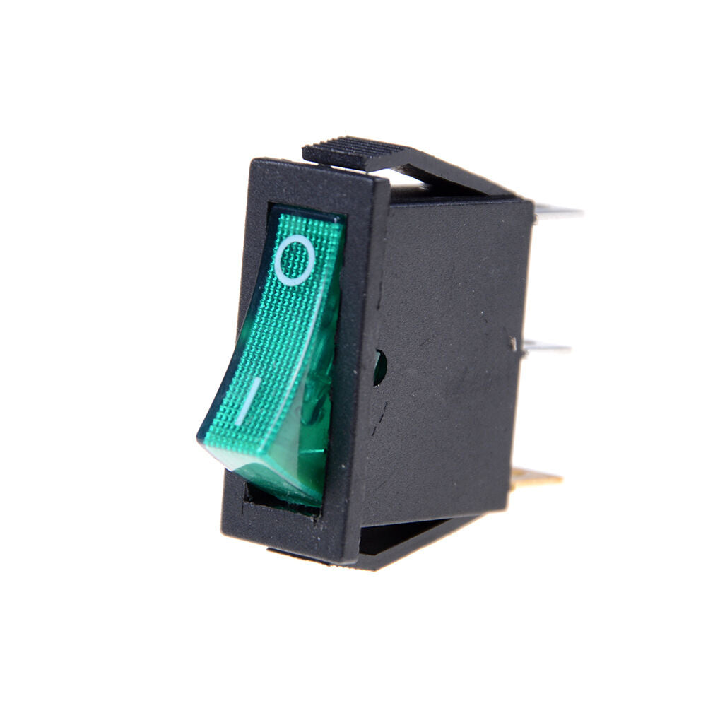 5x/lot GREEN LED Light 3 PIN SPST ON/OFF Boat Rocker Switch 16A/250V 20A/12Y1