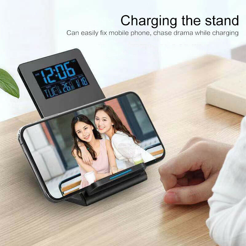 3-in-1 Wireless Charger Desktop Stand Pad with Digital Clock Time TemperaturBDA