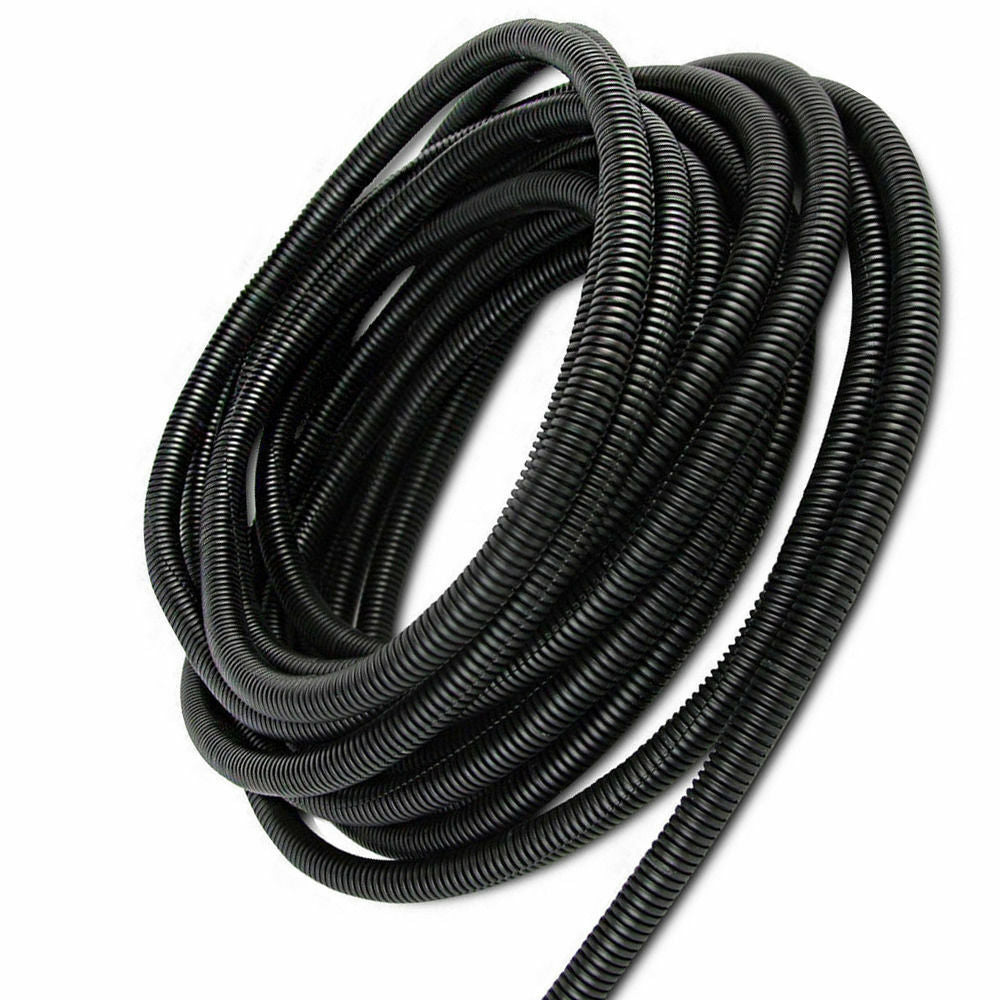 1x Universal 20M Black Split Loom Wire Flexible Tubing Conduit Hose Connectors