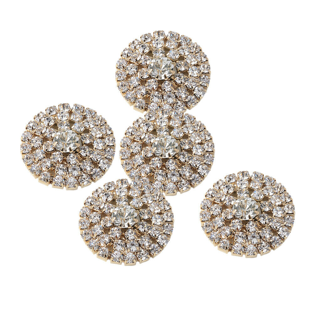 5pcs   Round   Alloy   Rhinestone   Crystal   Flatback   Craft   Buttons