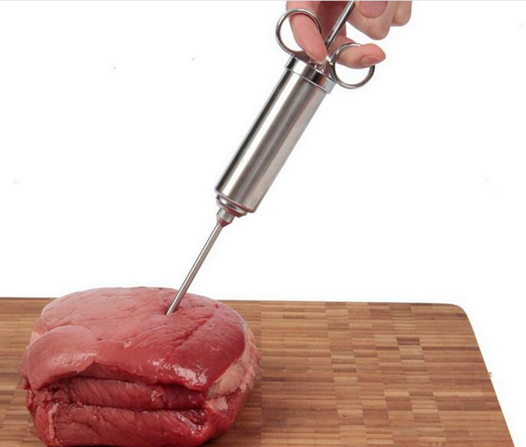 Grill Stainless Steel Meat Marinade Injector 2 oz Flavor Needle Cooking Syringe