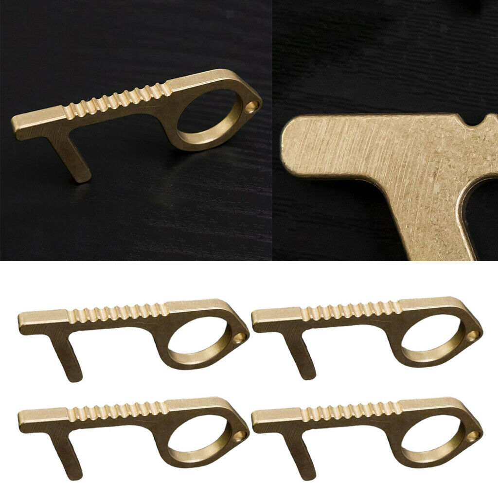 4Pcs Touch Free Safety Hygiene Brass Door Opener Elevator Handle Key Outdoor