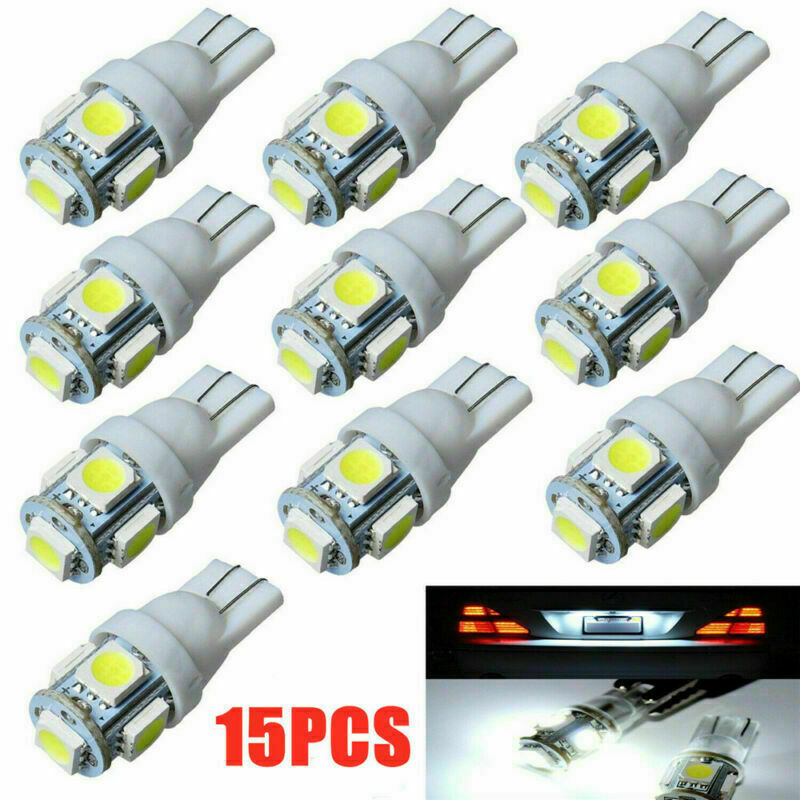 15pcs LED Car T10 12V-White 5050 5smd-Wedge Light-Bulbs-W5W 194 168 2825 158 192
