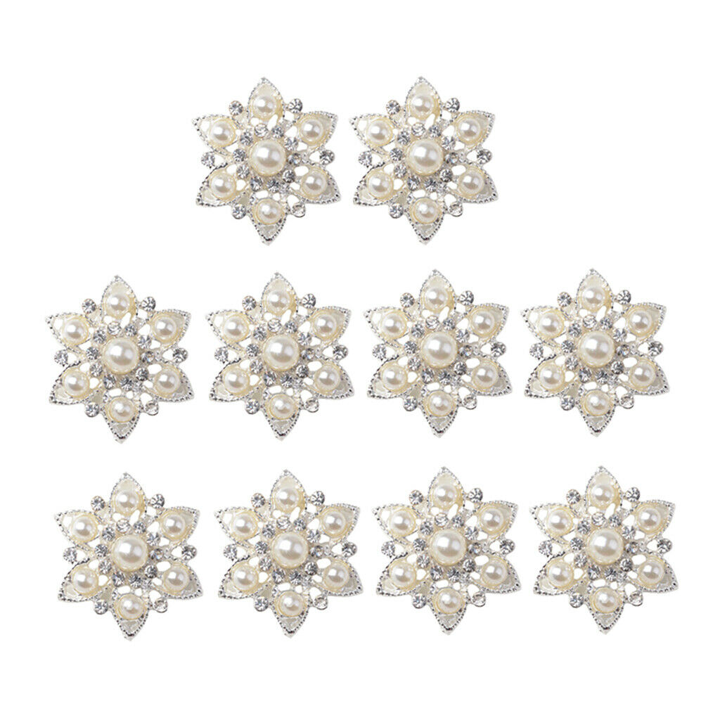 10x White Pearls Flatback Rhinestone Crystals Cabochon DIY Art Scrapbook