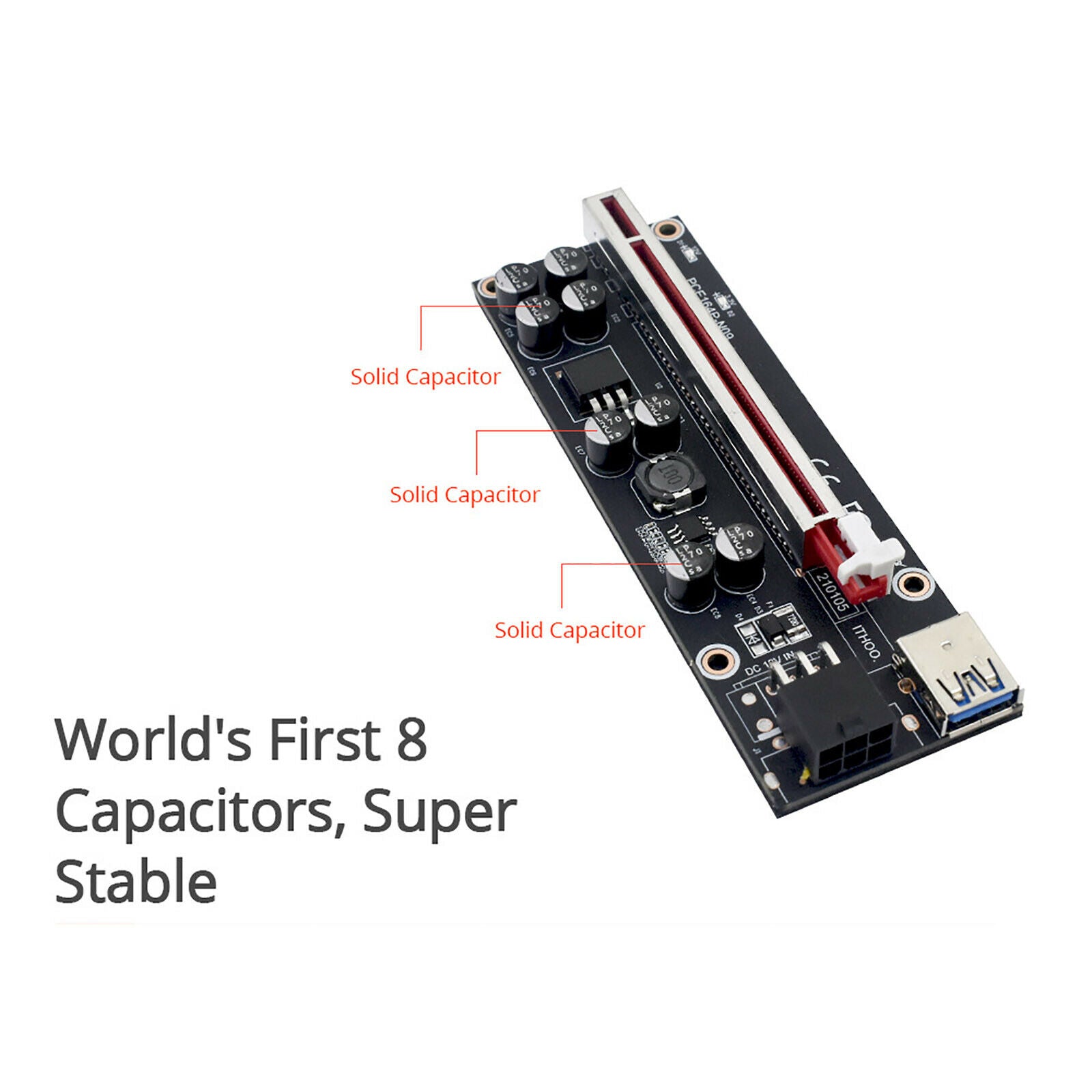 VER009S Plus Mining Super Verson PCIE 1X to 16X Capacitor Adapter Card Board