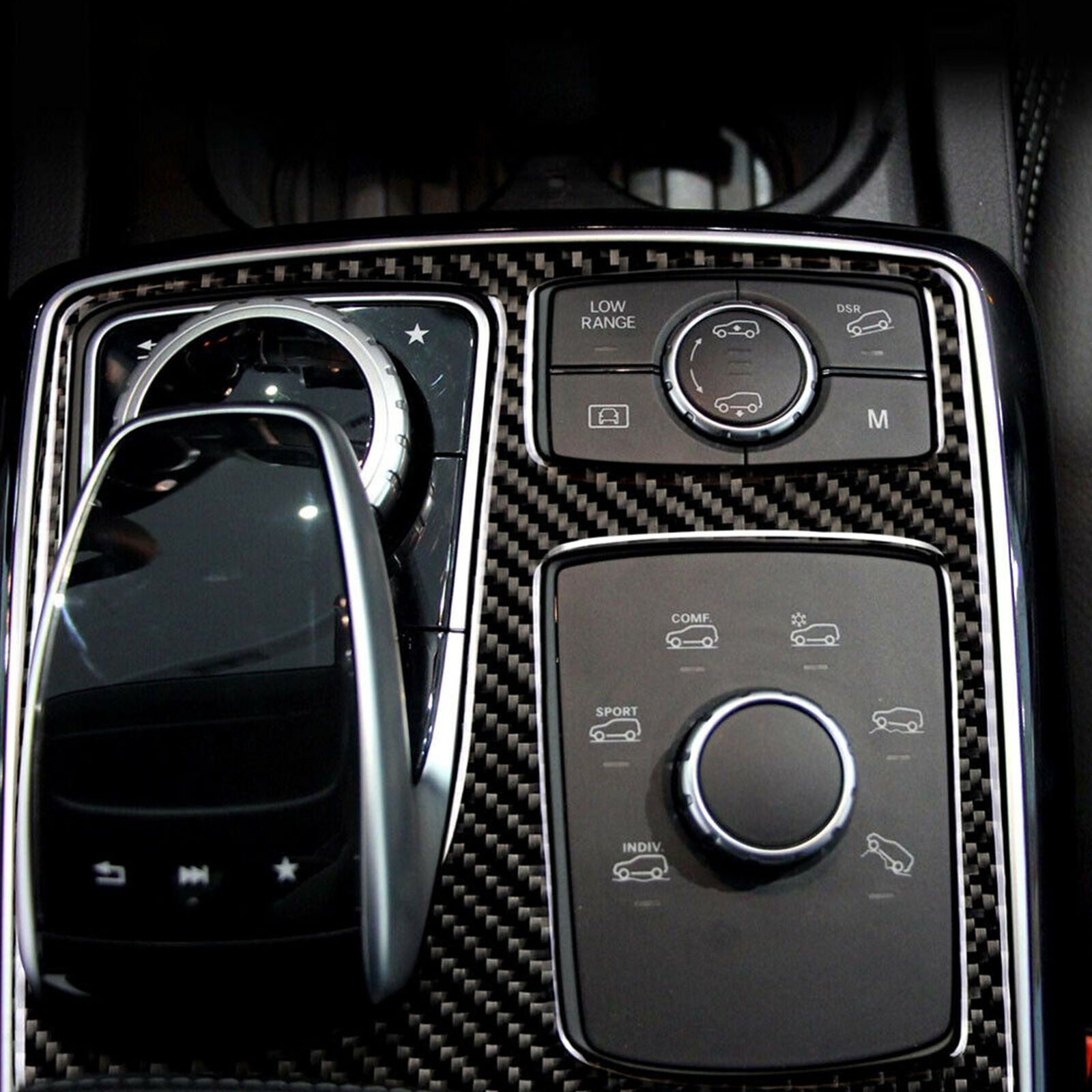 Carbon Fiber Console Gear Shift Panel Trim Fit For Mercedes Benz GLE GLS 2016-18