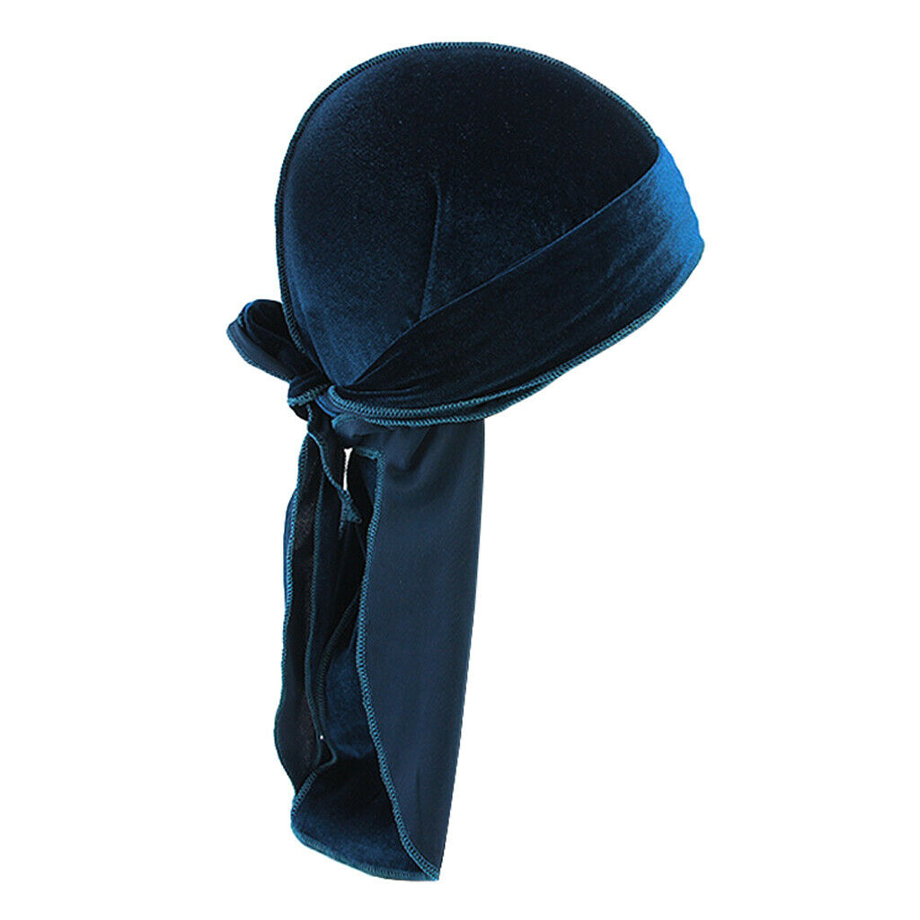 3x Mens Elegant Velvet Bandana Hat Durag Long Tail Muslim Headwrap Beanie