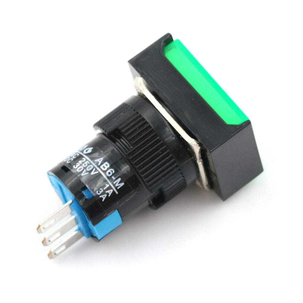 Momentary /Latching Push Button Switch Rectangular DC 12V/24V LED Light 5Pi WF