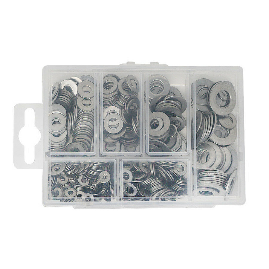 660Pcs 6 Sizes Solid Washers Gasket Set Flat Ring Seal Assortment Kit Ultra-thin