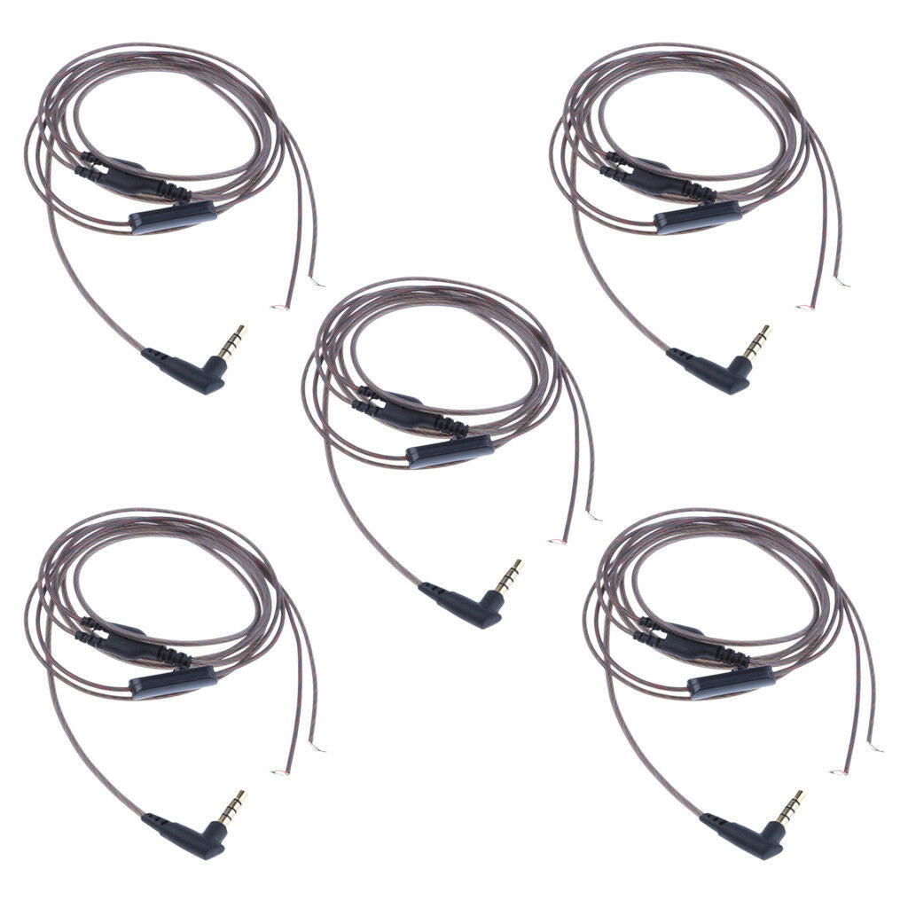 5Pack 3.5mm Right Angle Plug Audio Cable Cord with Mic for Earphone Earpiece