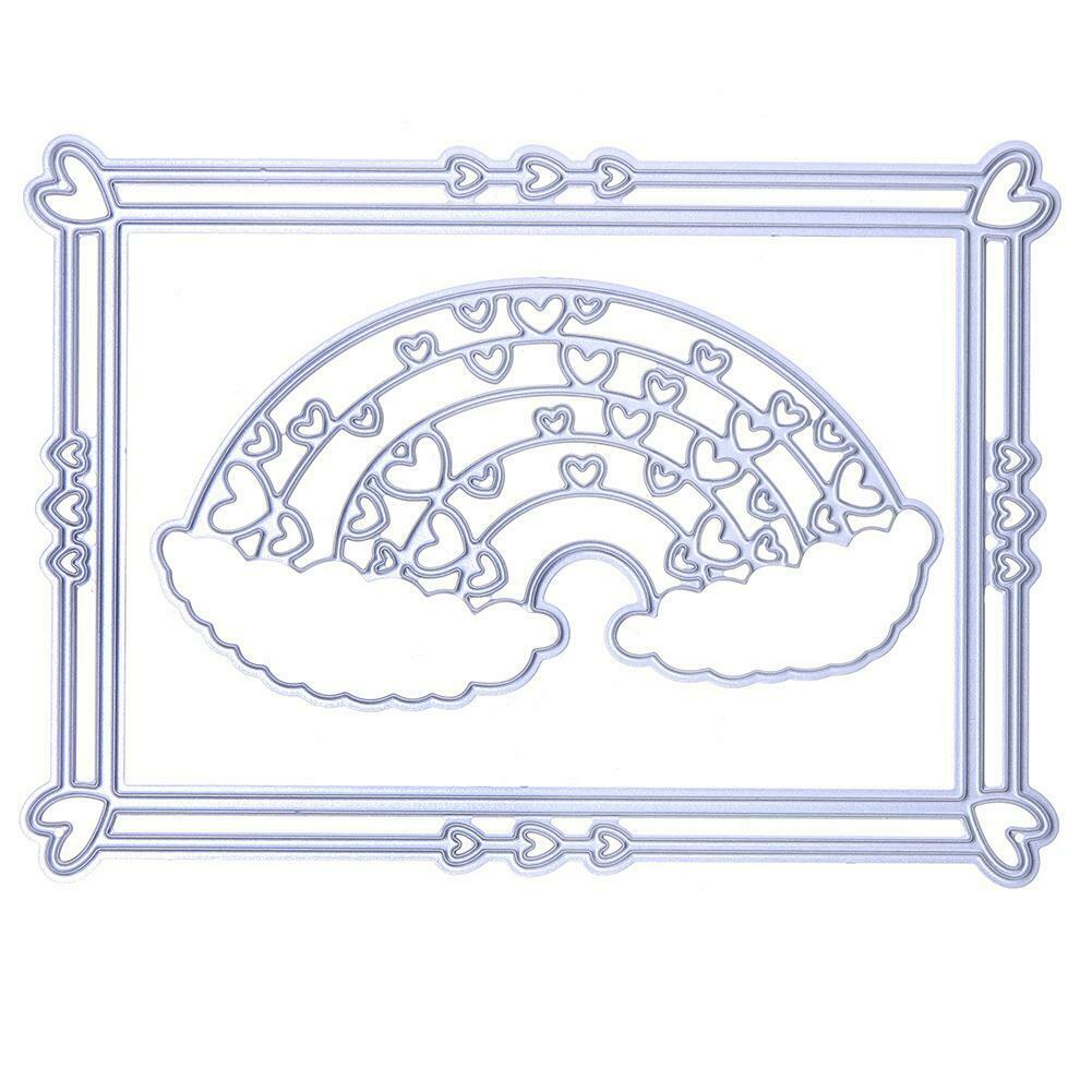 2pcs Rainbow Frame Metal Cutting Die Embossing Stencil for DIY Scrapbooking @