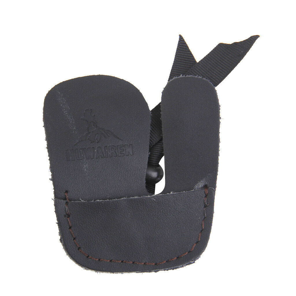 Magideal Cow Leather Protection Finger Tab Shooting Archery Glove Black