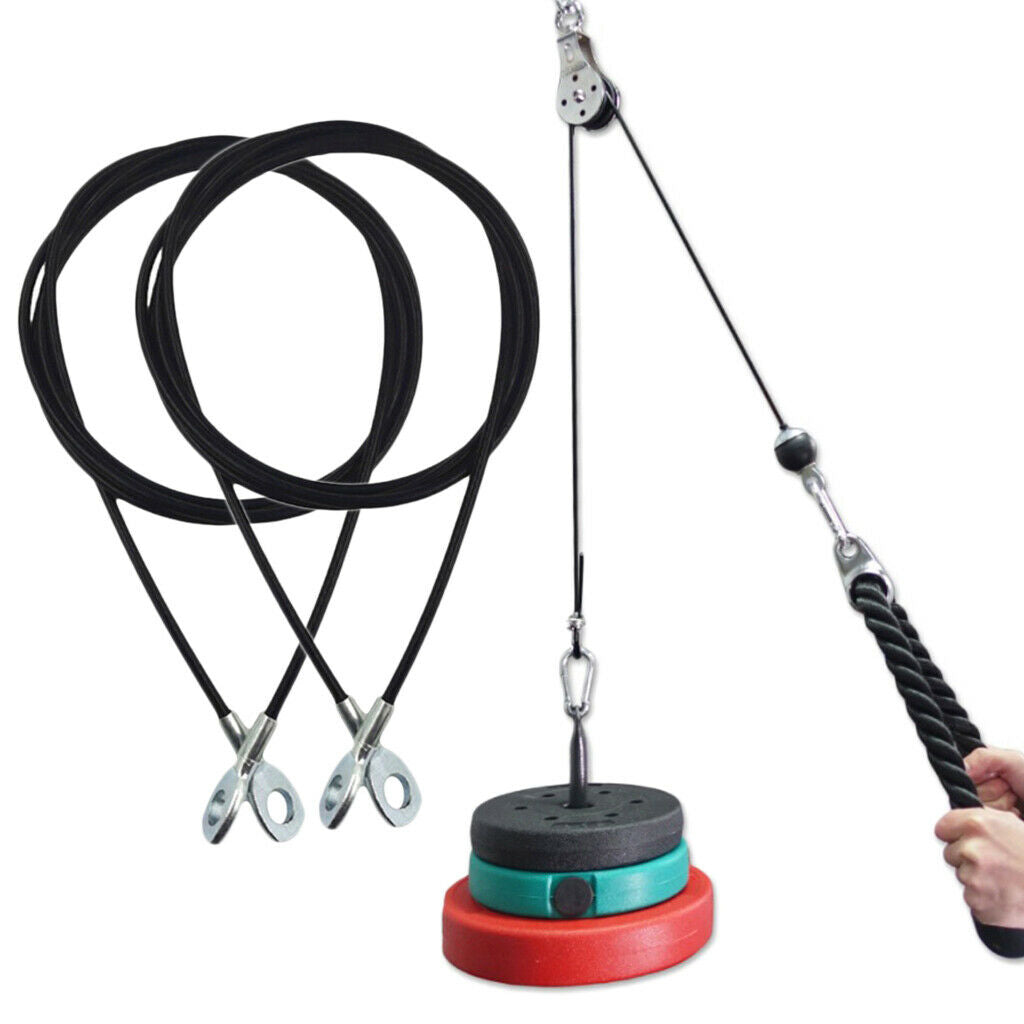 Pack 2 Adjustable Steel Fitness DIY Pulley Cable Triceps Training Workout