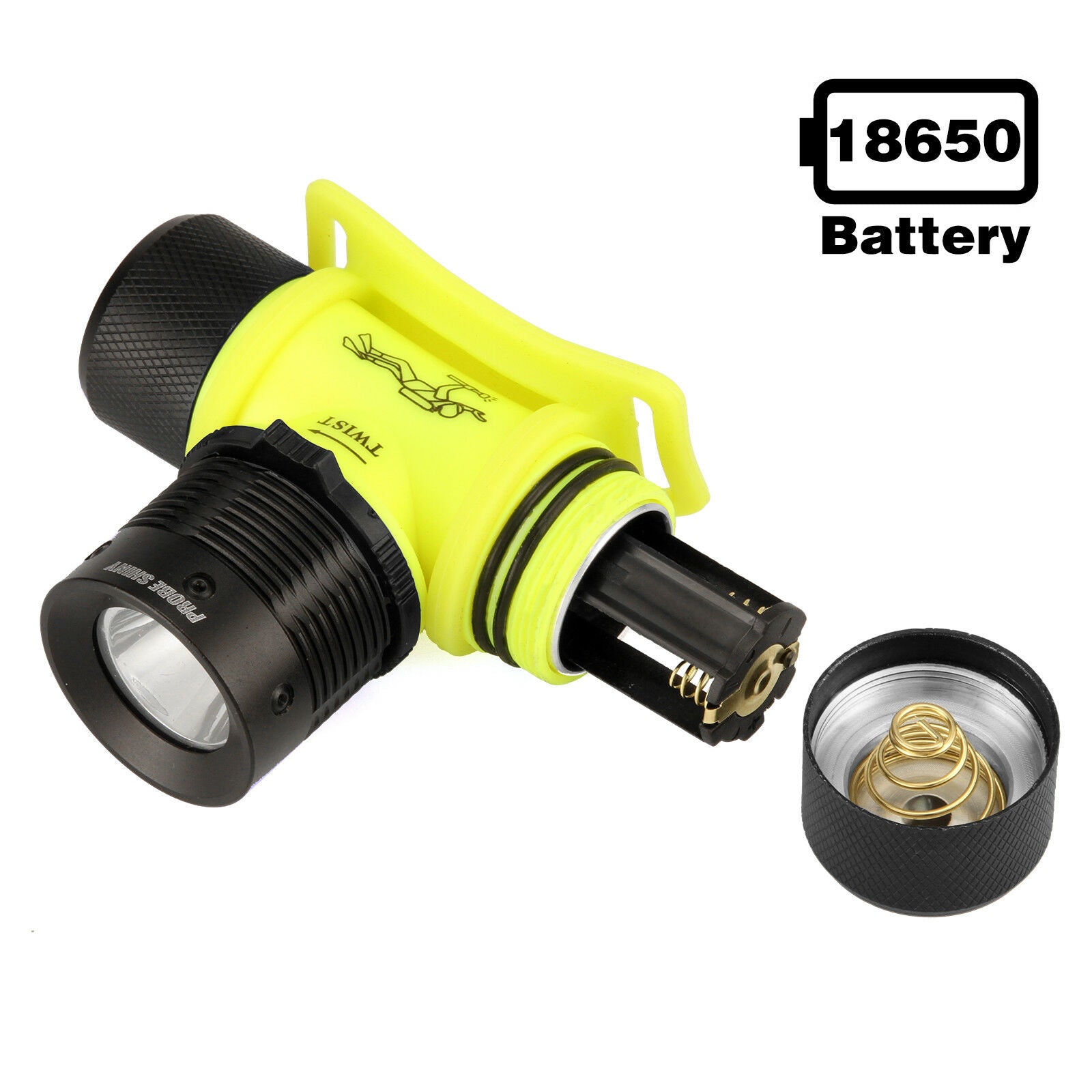 Yellow & Black  LED Waterproof Diving Scuba Headlight Headlamp