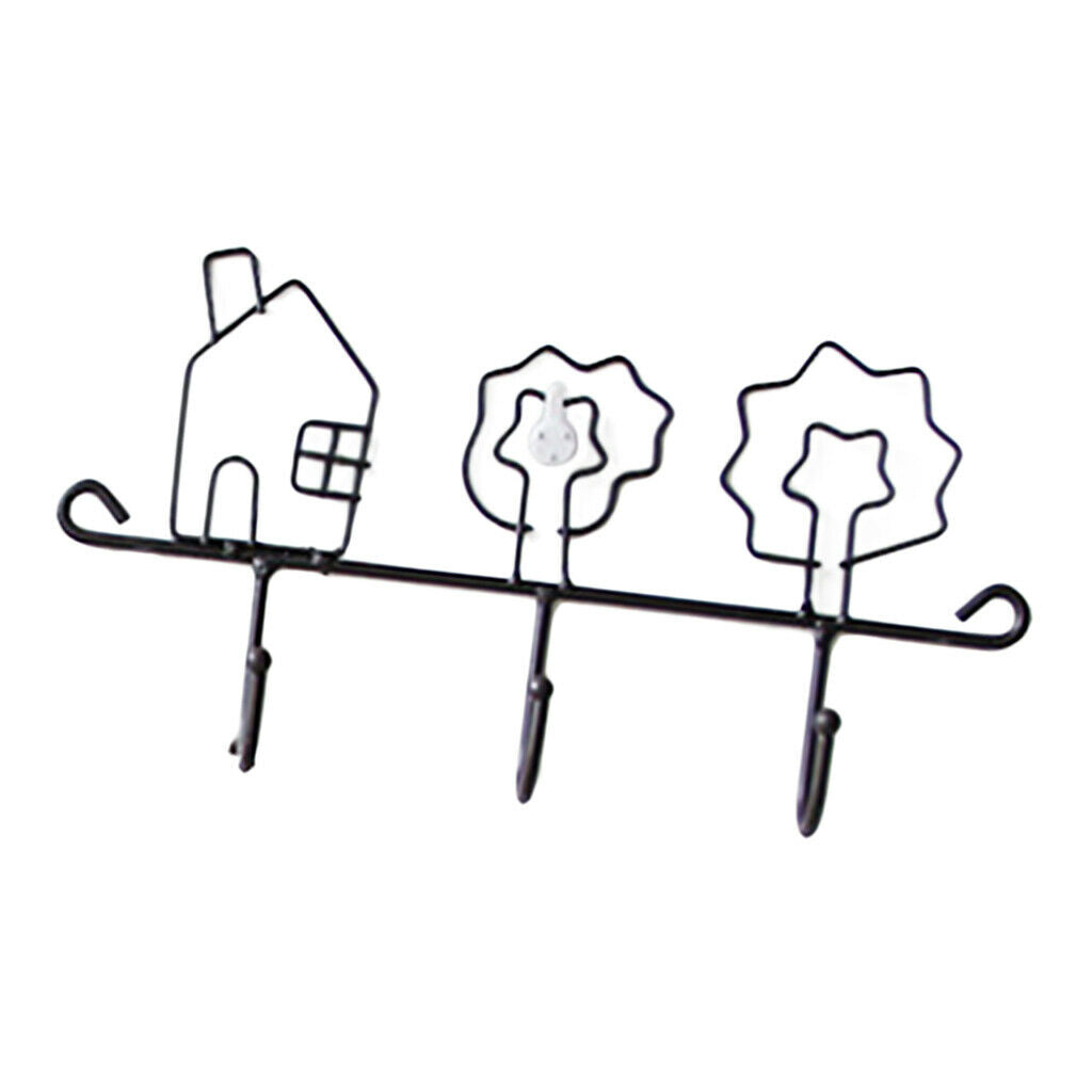 Crochet Wall Hook Door Garment Handbag Hat Self Adhesive Iron - House and Tree