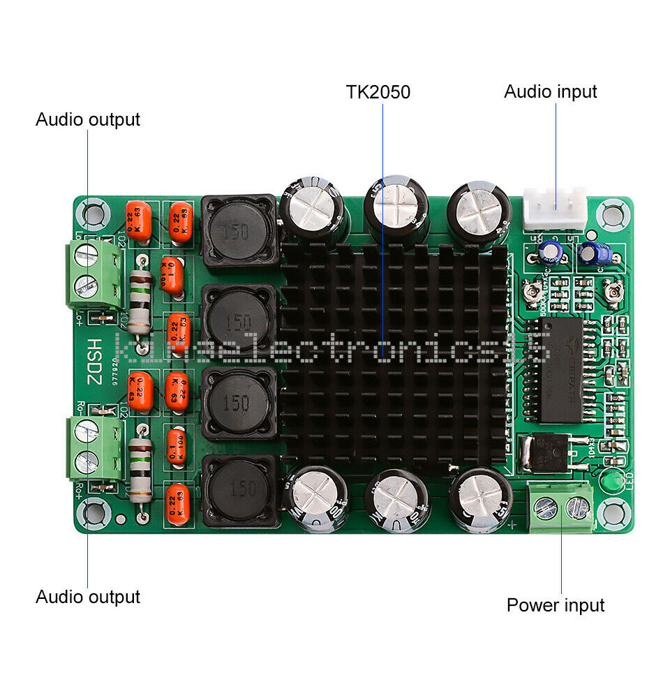 2*50W Power Amplifier Audio Board TK2050 Dual Channel Stereo Digital Amplifiers