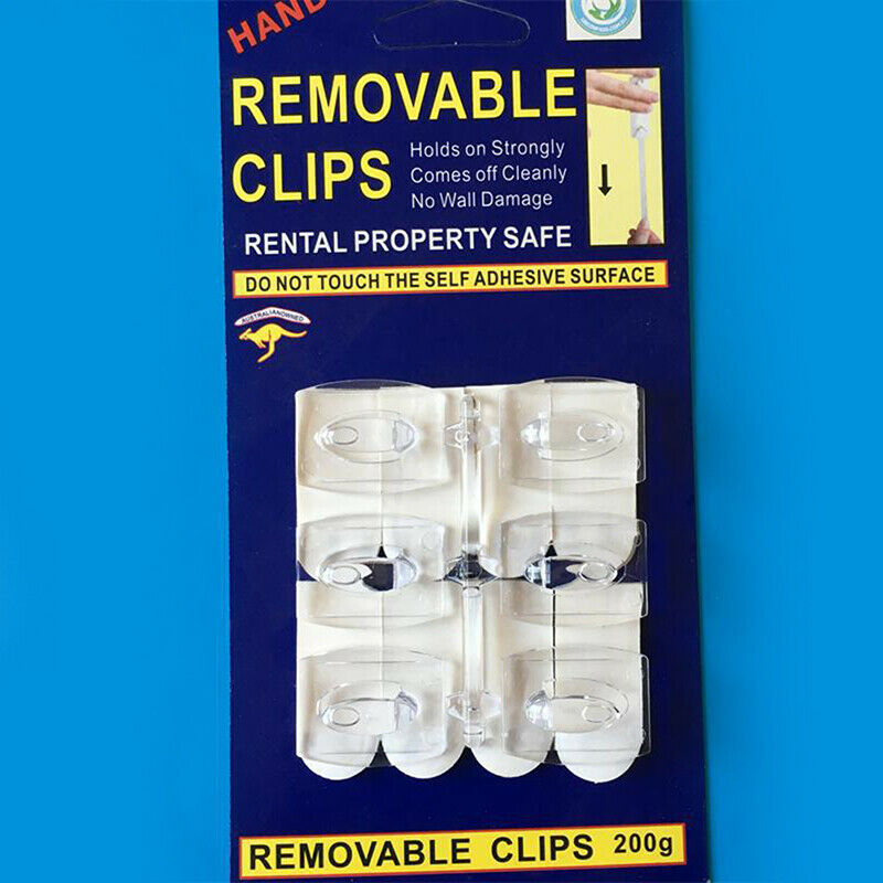 6Pcs Wall Hooks Clips Self Adhisive Strips Damage Free Decorating Hangers.l8