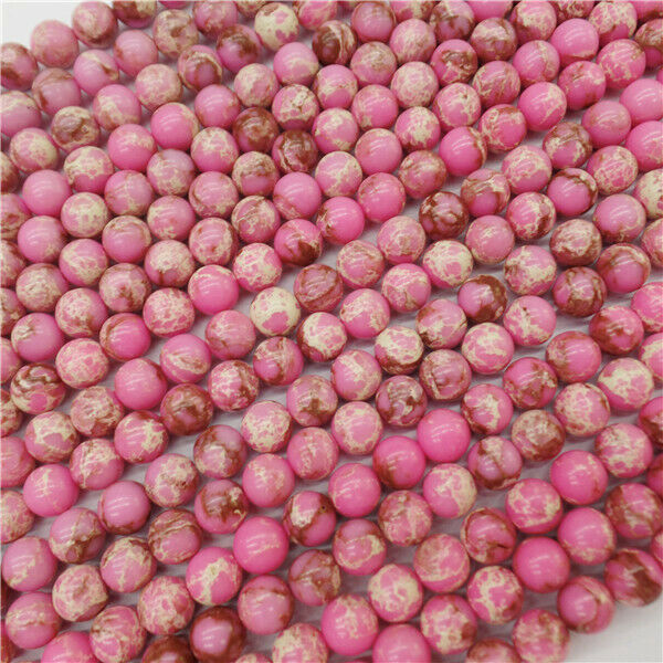 1 Strand 8mm Rose Sea Sediment Jasper Round Ball Loose Beads 15.5inch HH9030
