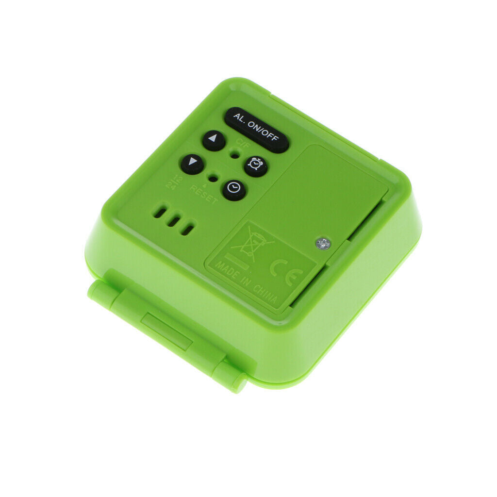 Battery Operated Digital LCD Alarm Clock Backlight w/ Date Snooze Green