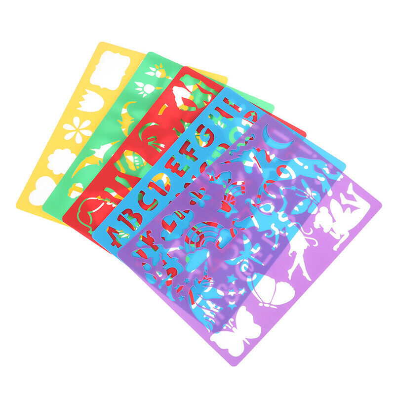 Kids DIY Drawing Stencils Hollow Board Set Kids Plastic Painting Template*20BDD