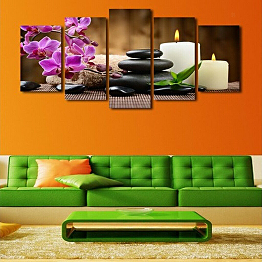Abstract Oil Painting Canvas Printed Painting Pictures Set Of 5 CANDLE STONE
