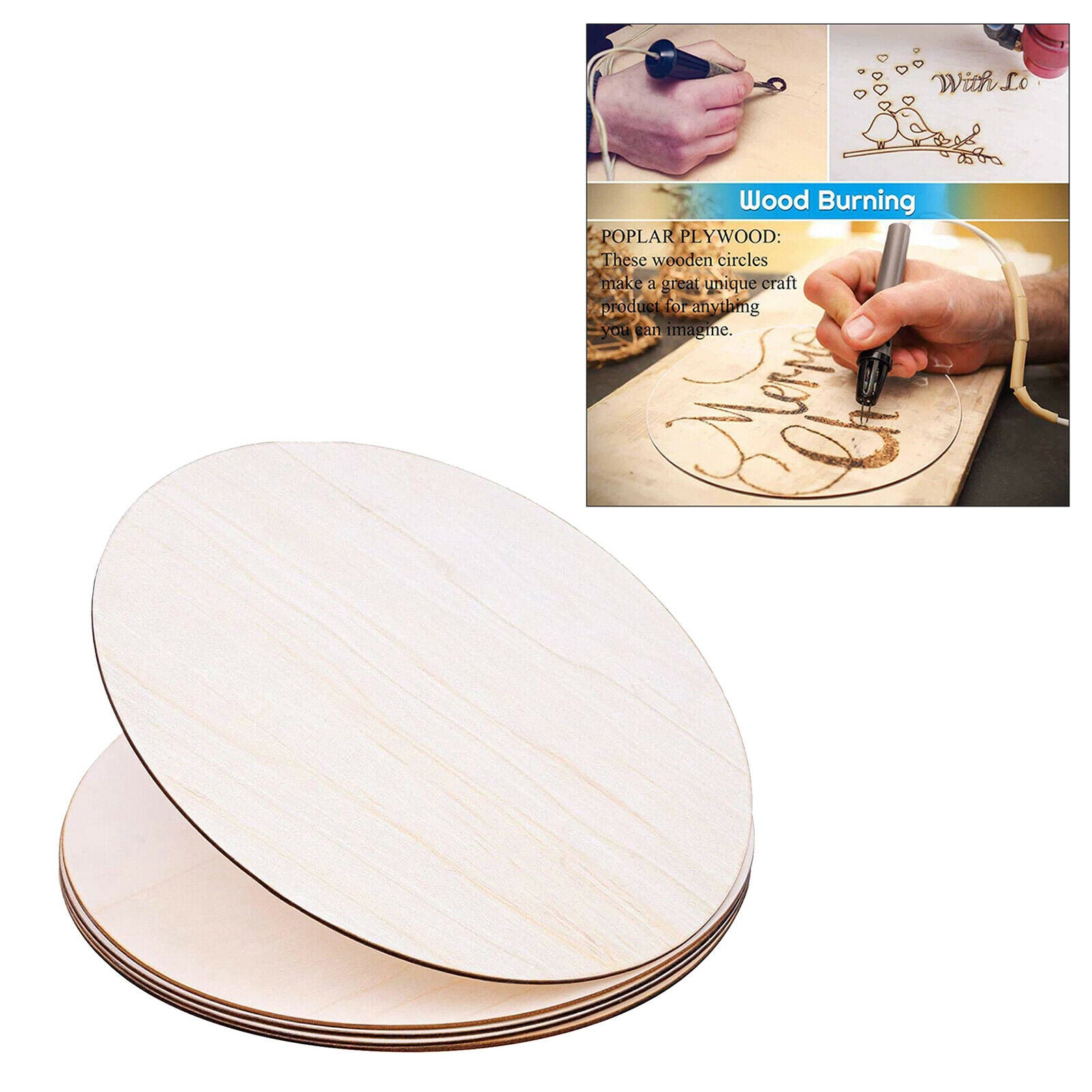 5Pieces 12 Inch Round Wood Discs for Crafts Blank Unfinished Wood Circle Pieces
