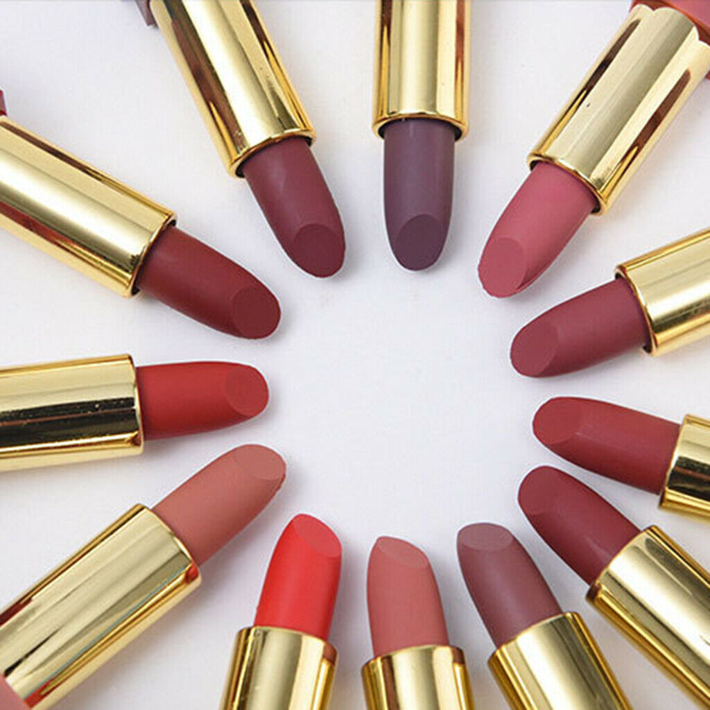 12x Lady Lipsticks Waterproof Pumpkin Red Pink Lip Stick Kit Christmas Gift