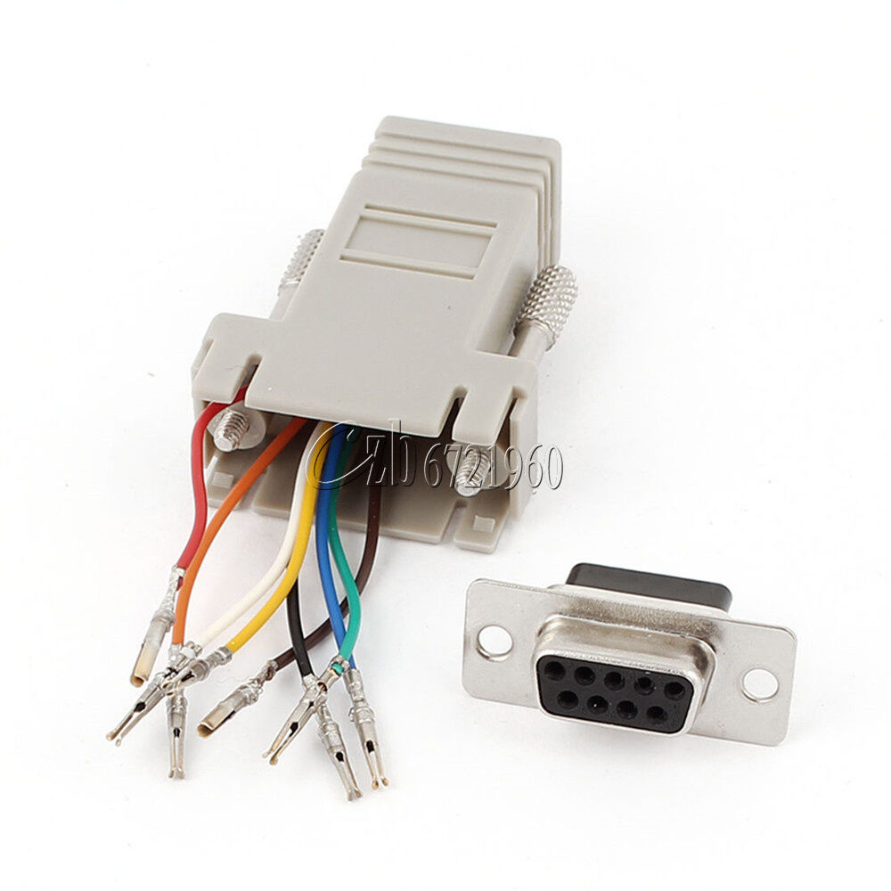 DB9 Female to RJ45 Female F/F RS232 Modular Adapter Converter Extender New