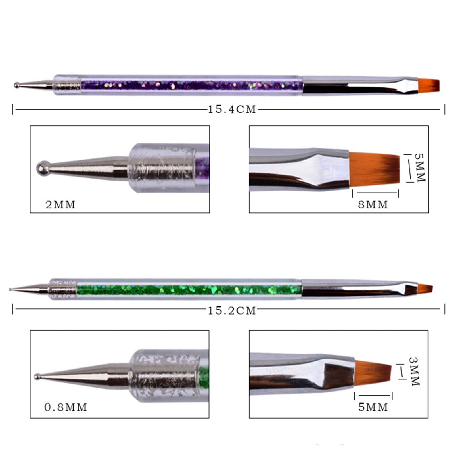 5 Pcs Tiny Nail Art Brush UV Gel Ultra Thin Liner Painting Drawing Pens