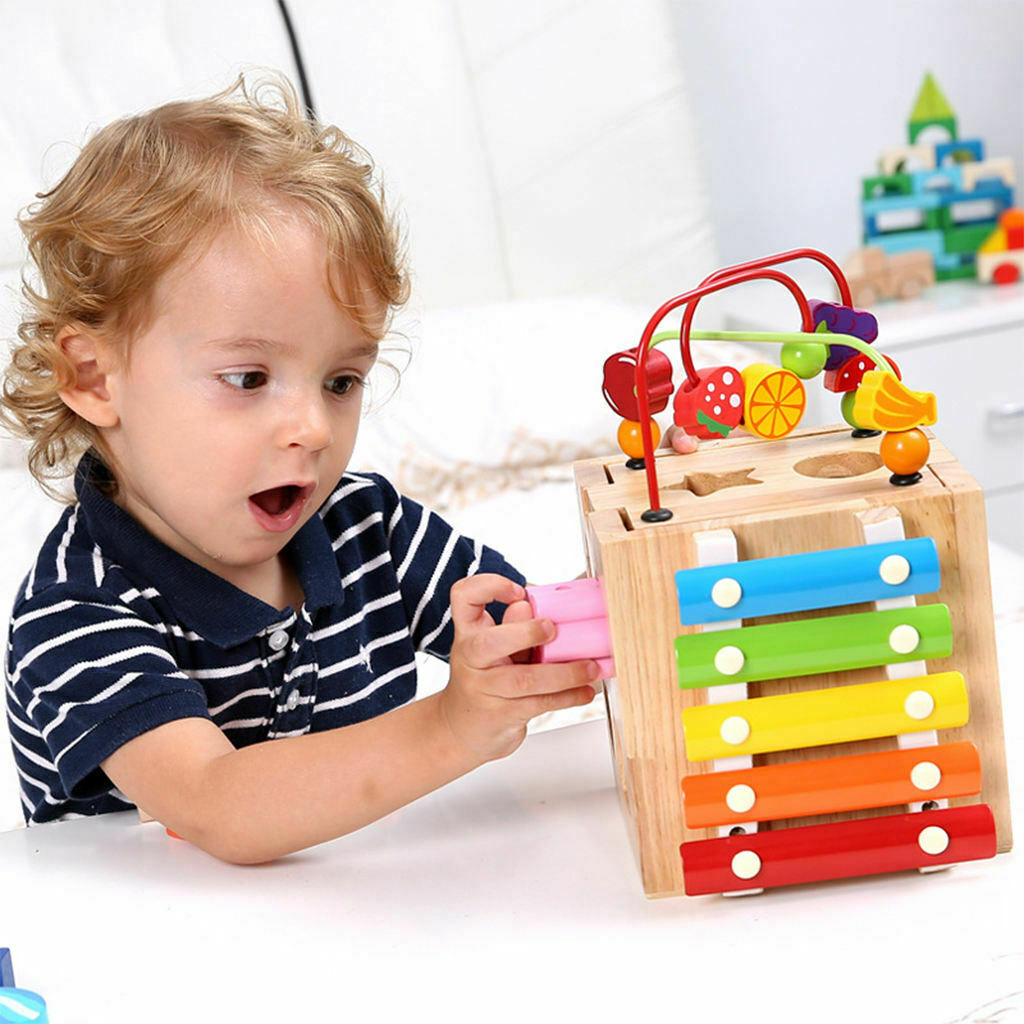 Activity Cubes Busy Board Shape Sorter Preschool for Boys Girls Toddler Gift