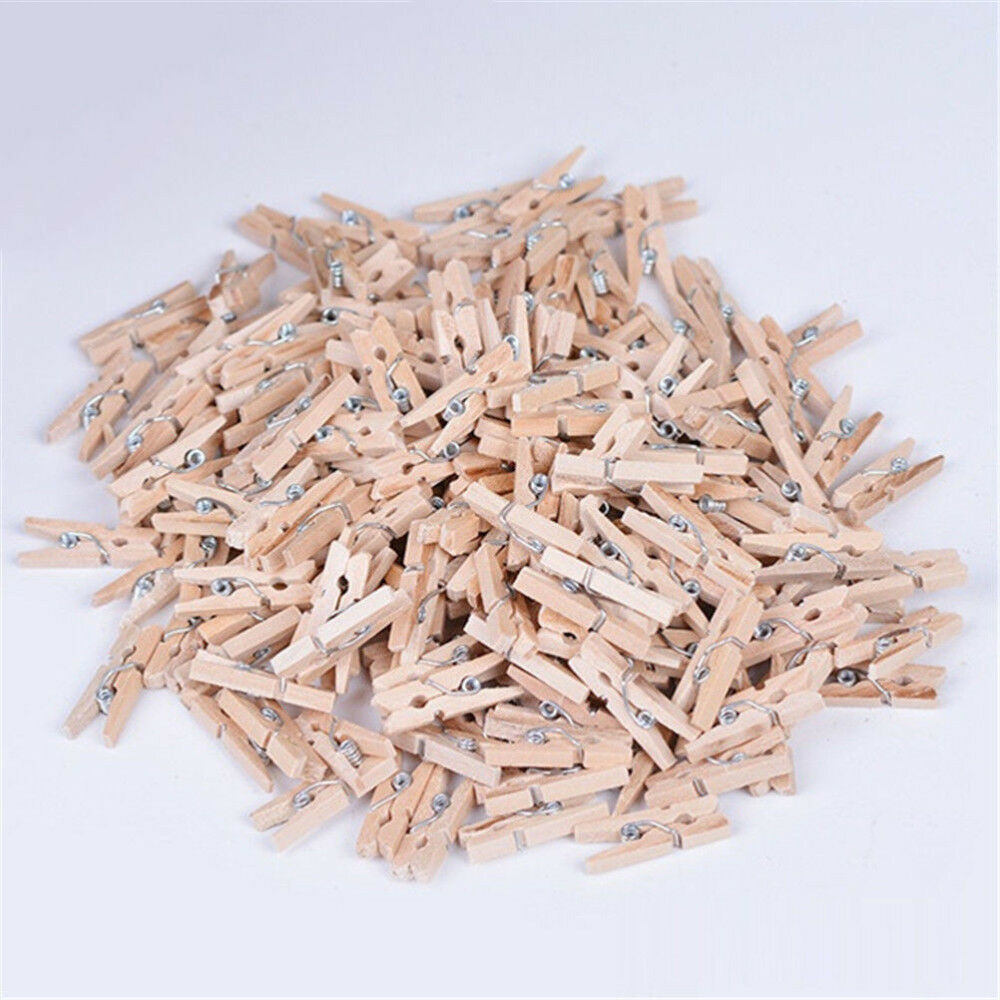 50pcs Mini Natural Wooden Clothe Photo Paper Peg Clothespin Craft Clips 25mm