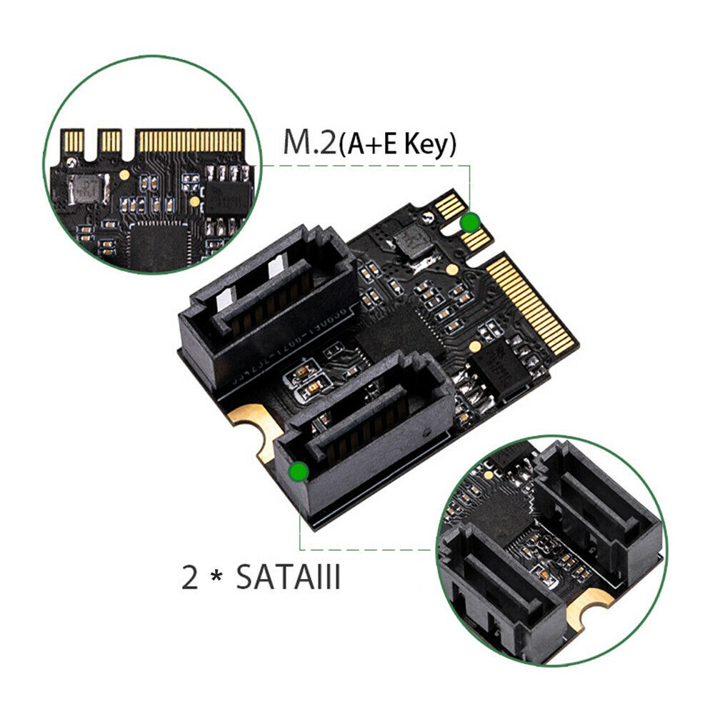 M.2 A Key + E Key to 2 Ports SATA III Revision 3.2 Adapter Card Driver Free
