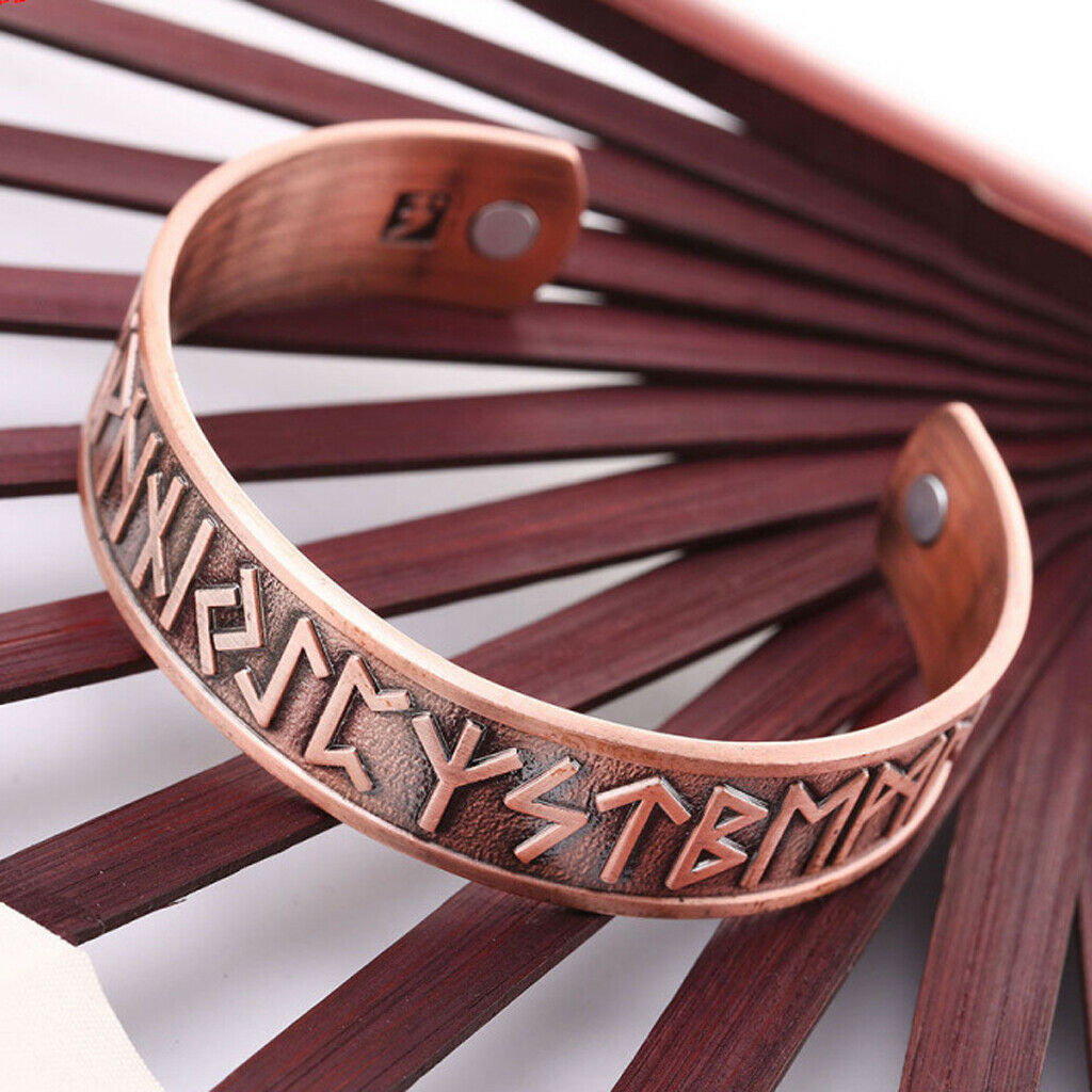 2pcs Alloy Nordic Viking Scandinavian 24 Runes Bangle Amulet for Men Women