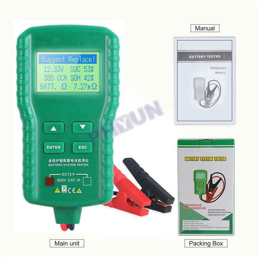 Car Battery Tester AH CCA Voltage Battery Load Analyzer Storage Battery Tester