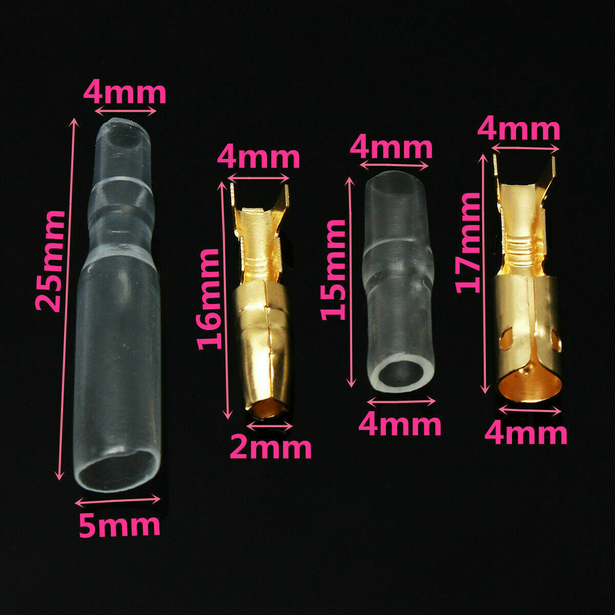 50 Set 3.9mm Motorcycle Brass Bullet Connector Terminal Male & Female With Cover