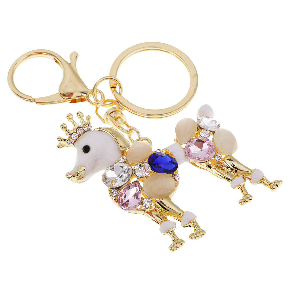 Fashion Acrylic Rhinestone Crown Royal Dog Pendant Handbag Key Chain Decors