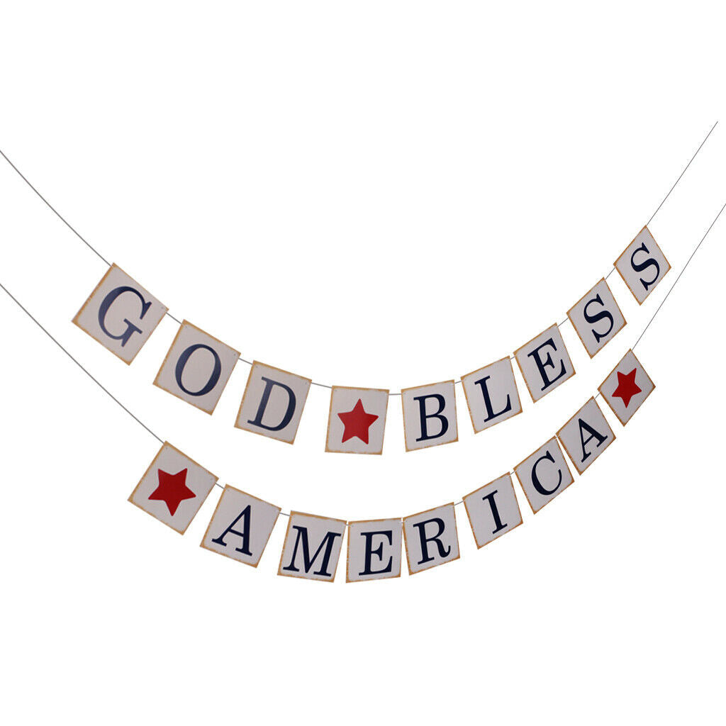 God Bless American Banner Celebration USA Party Patriotic July 4th Decor