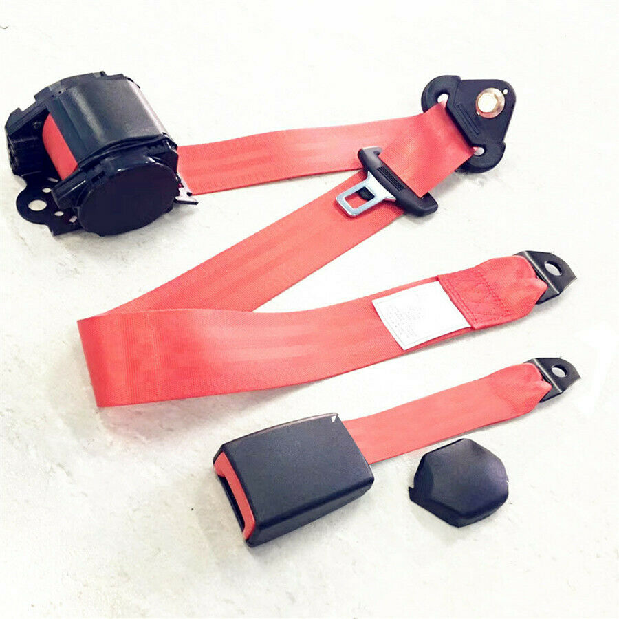 3 Point Vehicle Seat Belt Red Fully Adjustable Hardware w/ Quick Release Camlock